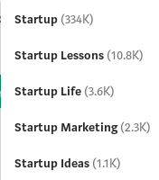 Medium's tag suggestions for startup