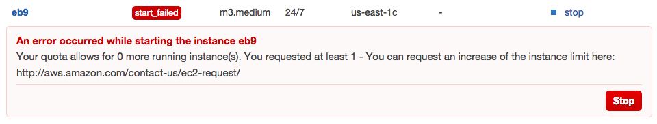 AWS EC2 launch failure due to service limits
