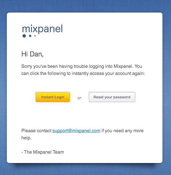 Mixpanel email for failed login attempts