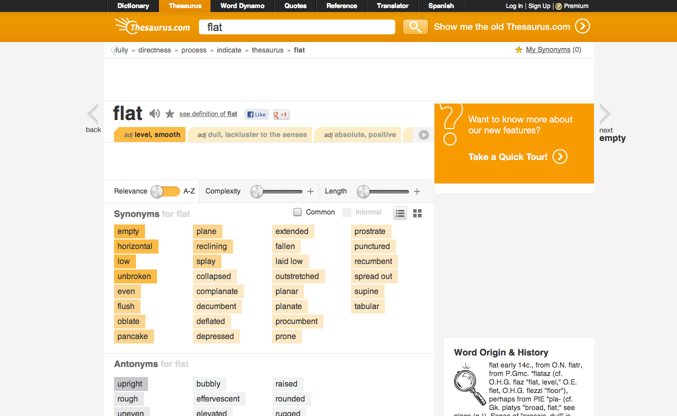 Thesaurus.com screenshot